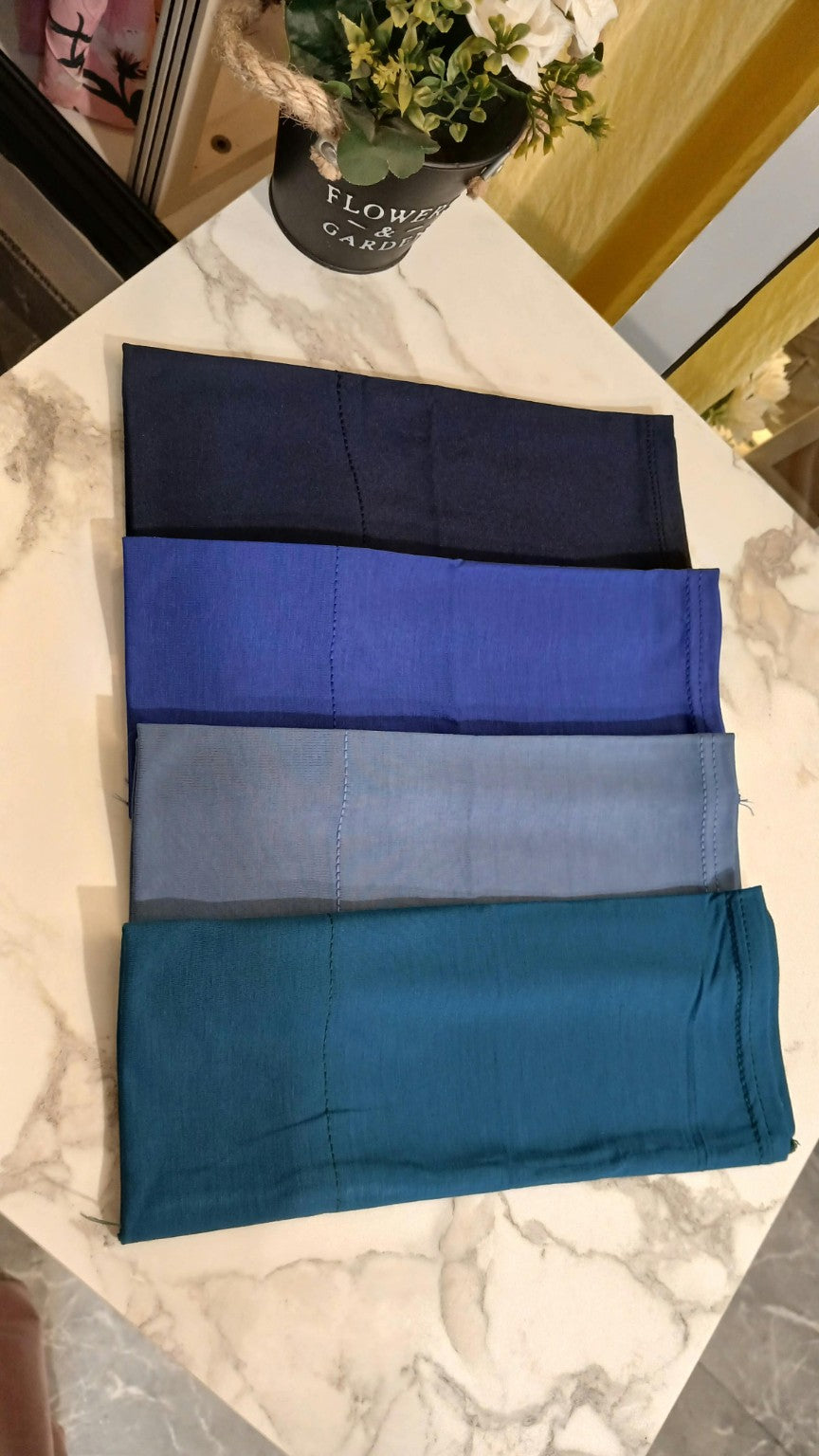 Navy, royal blue, steel blue and petrol cotton undercaps