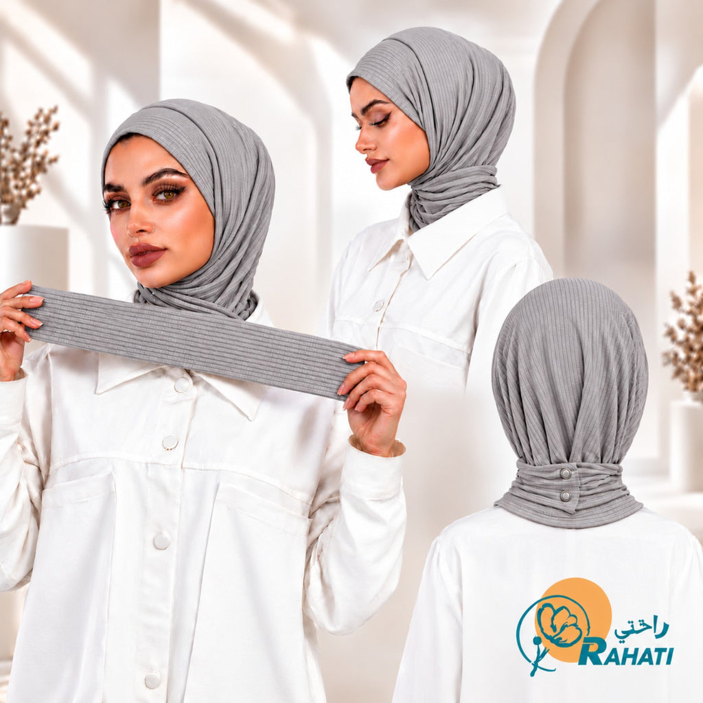 Easy Ribbed Cotton Hijab – Grey