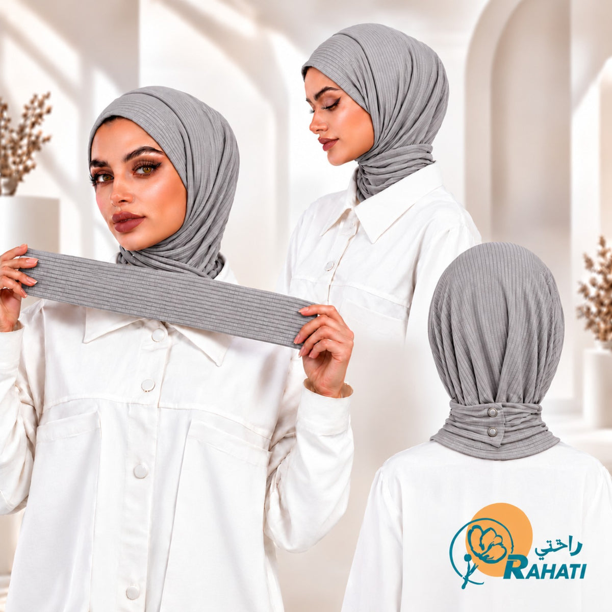Easy Ribbed Cotton Hijab – Grey