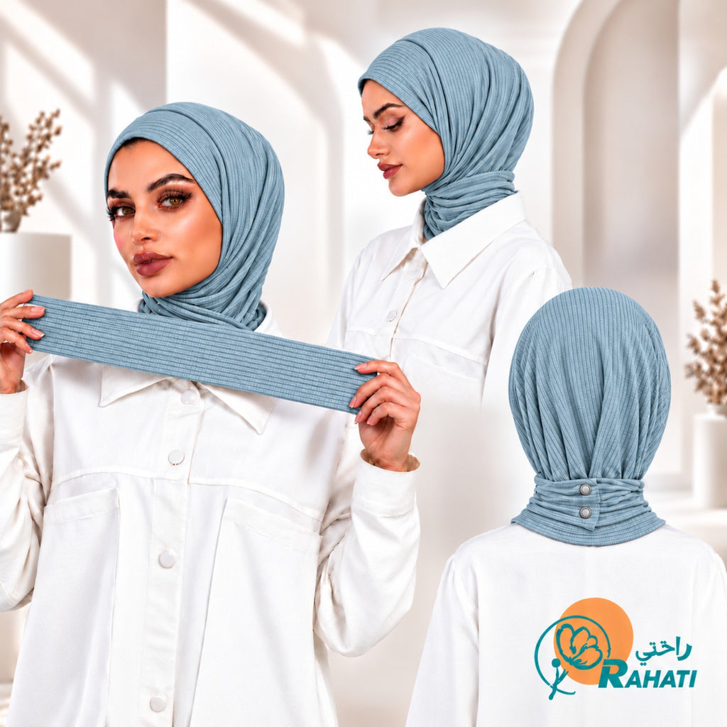 Easy Ribbed Cotton Hijab – Sky Blue
