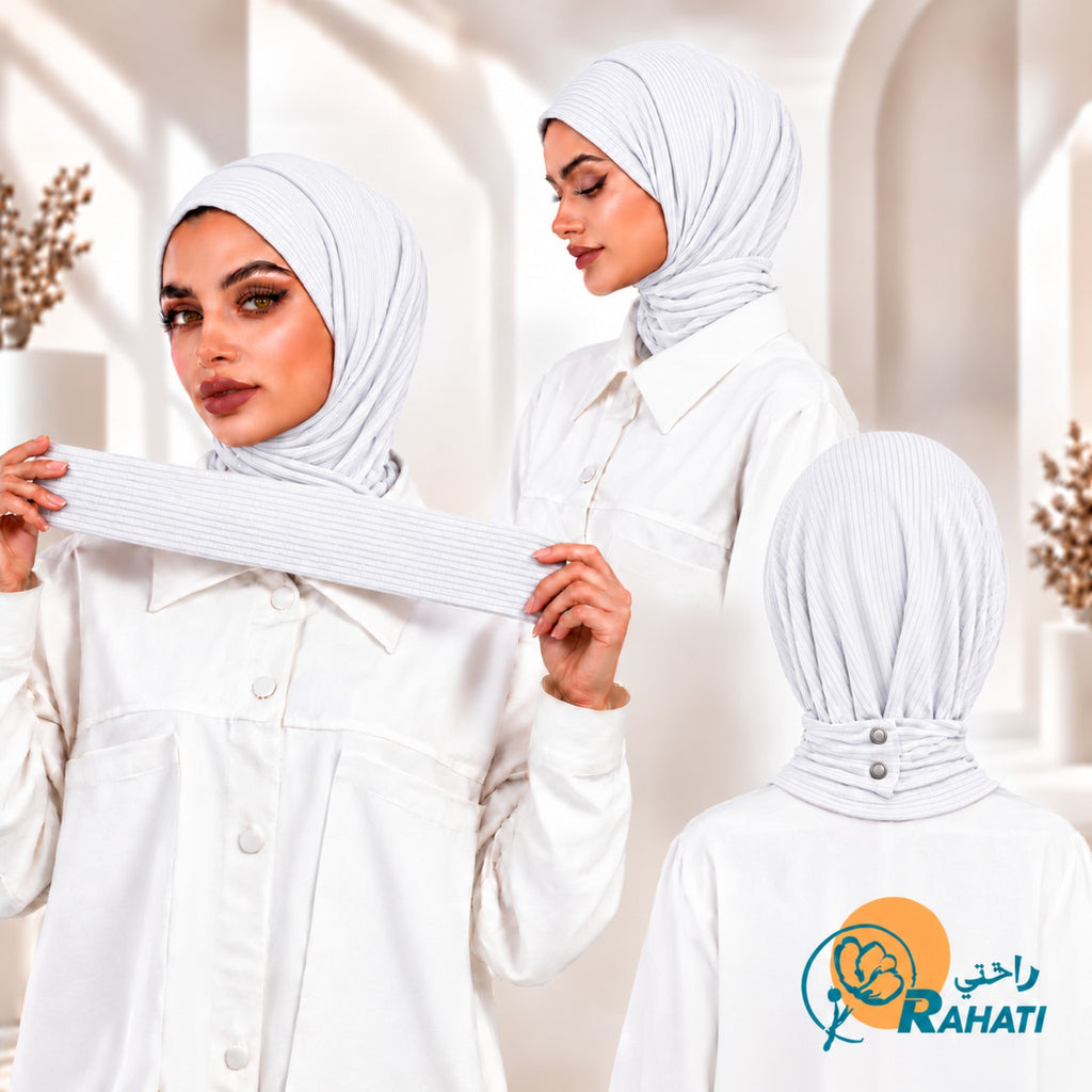 Easy Ribbed Cotton Hijab – White