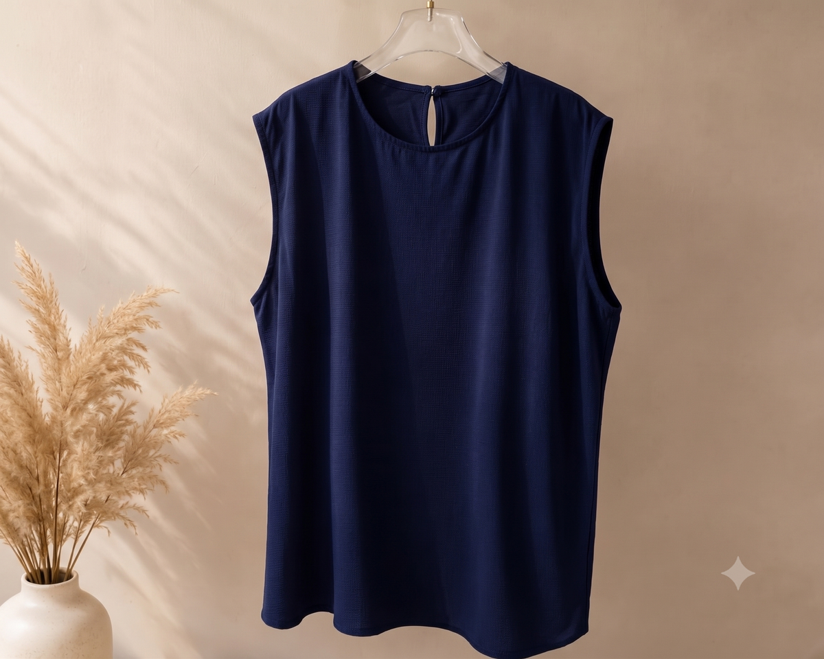 Yara Sleeveless Modest Blouse (Navy)