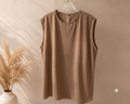 Yara Sleeveless Modest Blouse (Beige)