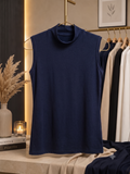 Sleeveless Cotton Body Cover Tank Top (Navy Blue)