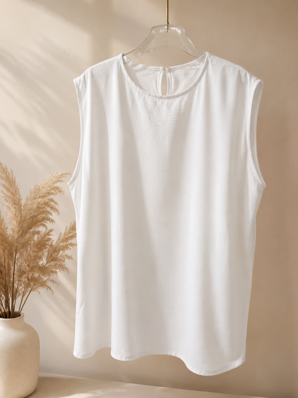 Yara Sleeveless Modest Blouse (white)