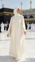 Hajj & Umrah Front Zip Abaya (white)