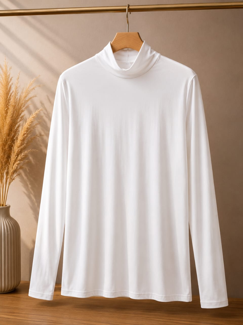 Long-Sleeve Cotton Body Cover Top (White)