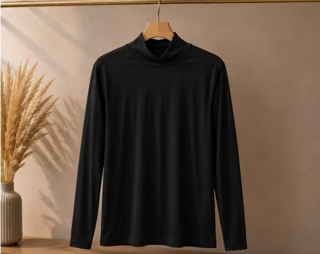Long-Sleeve Cotton Body Cover Top (Black)