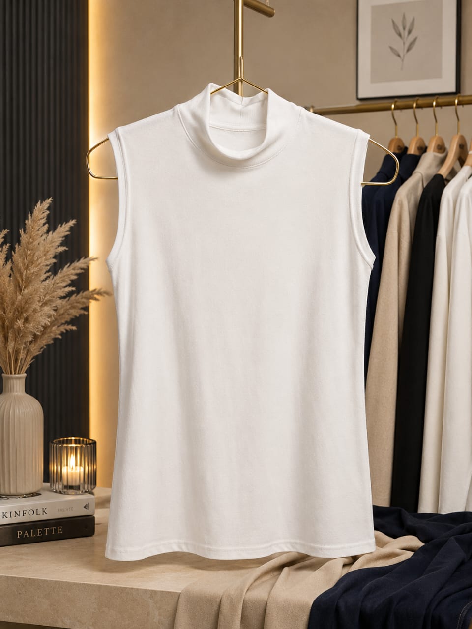 Sleeveless Cotton Body Cover Tank Top (White)
