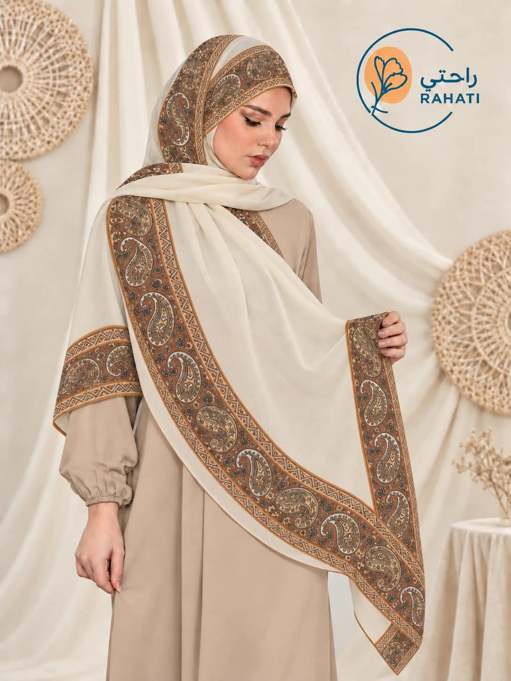 Soft Printed Crepe square Hijab Scarf