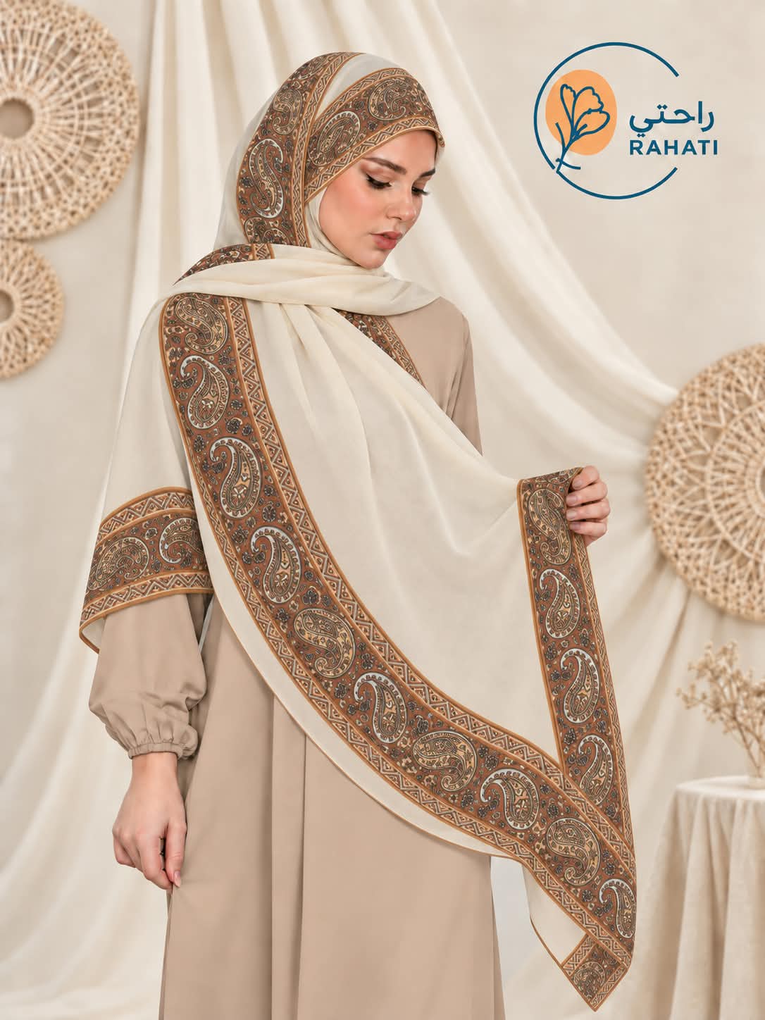 Soft Printed Crepe square Hijab Scarf
