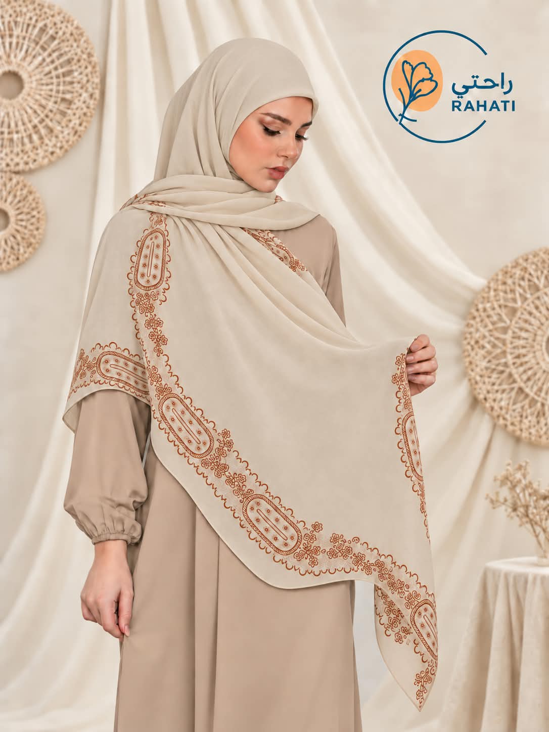 Soft Printed Crepe square Hijab Scarf