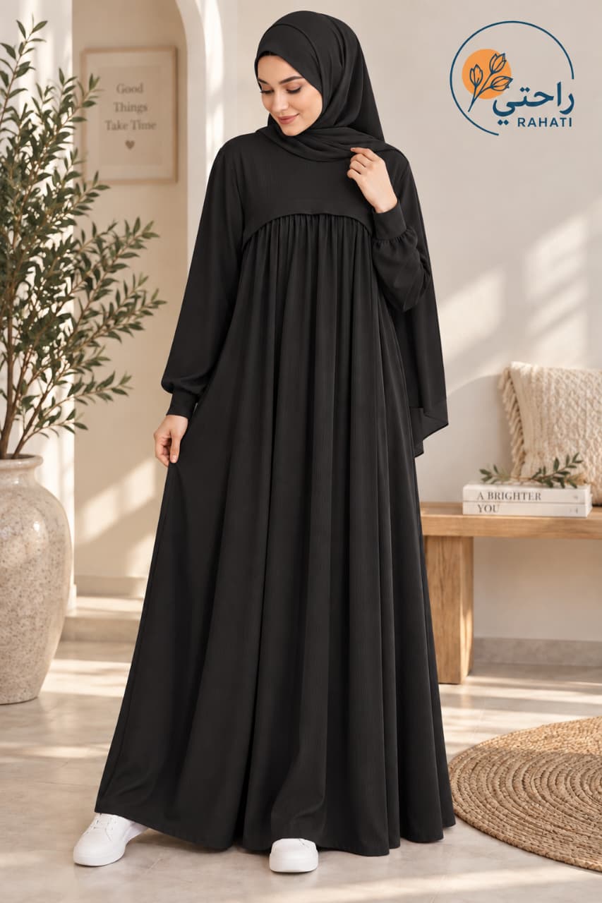 Autumn Modest Maxi Dress – Soft Seasonal Fabric.