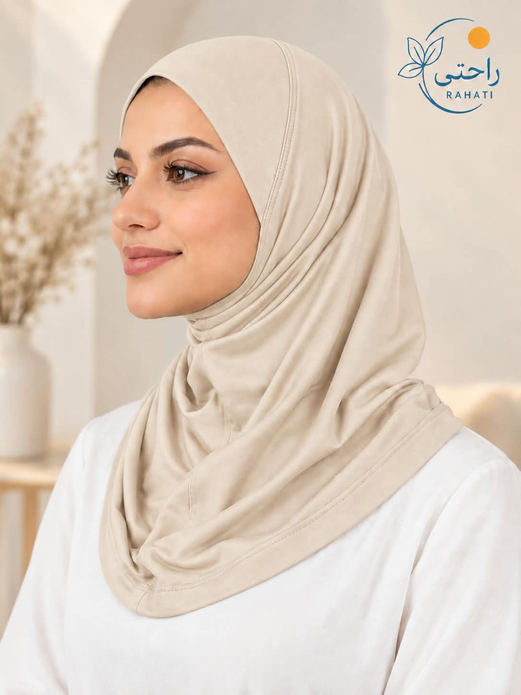One-piece black lycra pull-on hijab