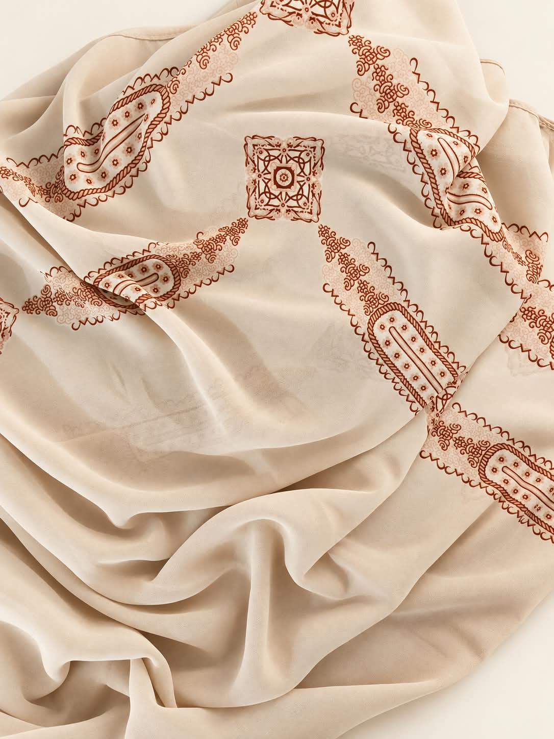 Soft Printed Crepe square Hijab Scarf