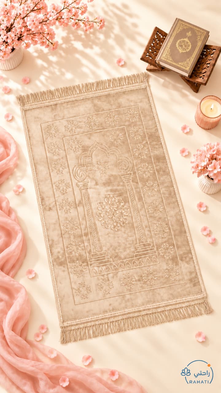 Purple Rectangular Velvet Prayer Mat with Fringe