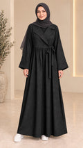 Women's black autumn jacket dress with belt