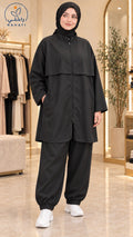 Women's modest black tracksuit with long zip jacket and jogger pants