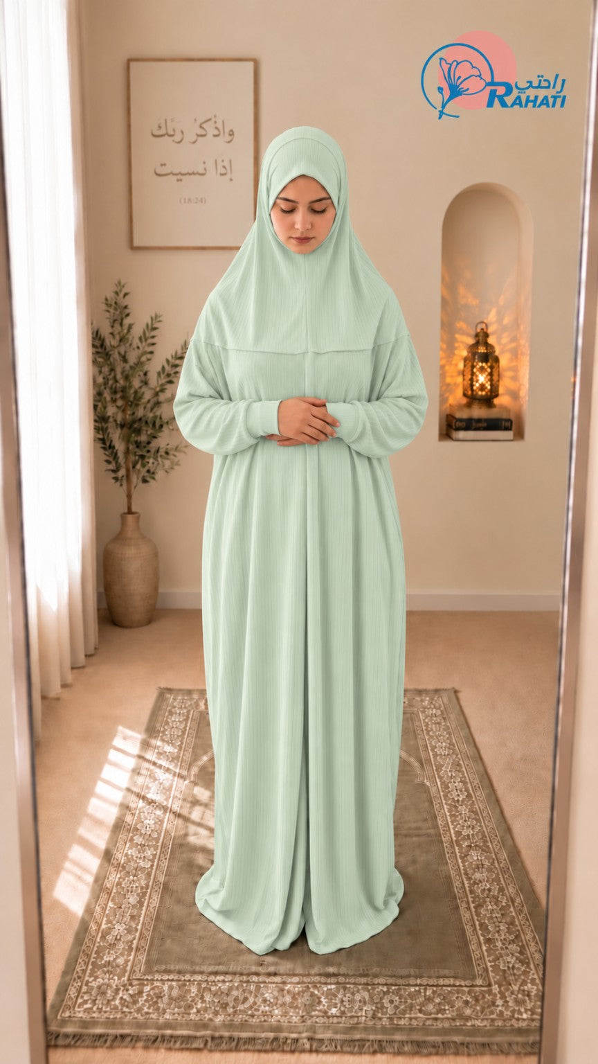 Mint one-piece ribbed cotton prayer dress