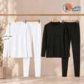 Rahati 4-piece cotton basics set with two long-sleeve tops and two leggings in black and white