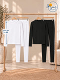 Rahati cotton basics bundle with two 50 cm long-sleeve tops and two leggings in black and white