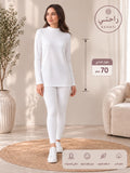 Rahati cotton long-sleeve body top and leggings bundle with 70 cm top length