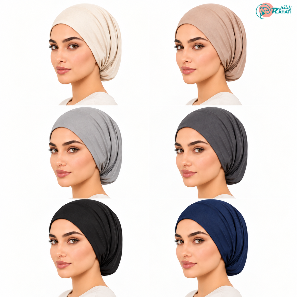 Soft 100% cotton hijab undercap in six colors