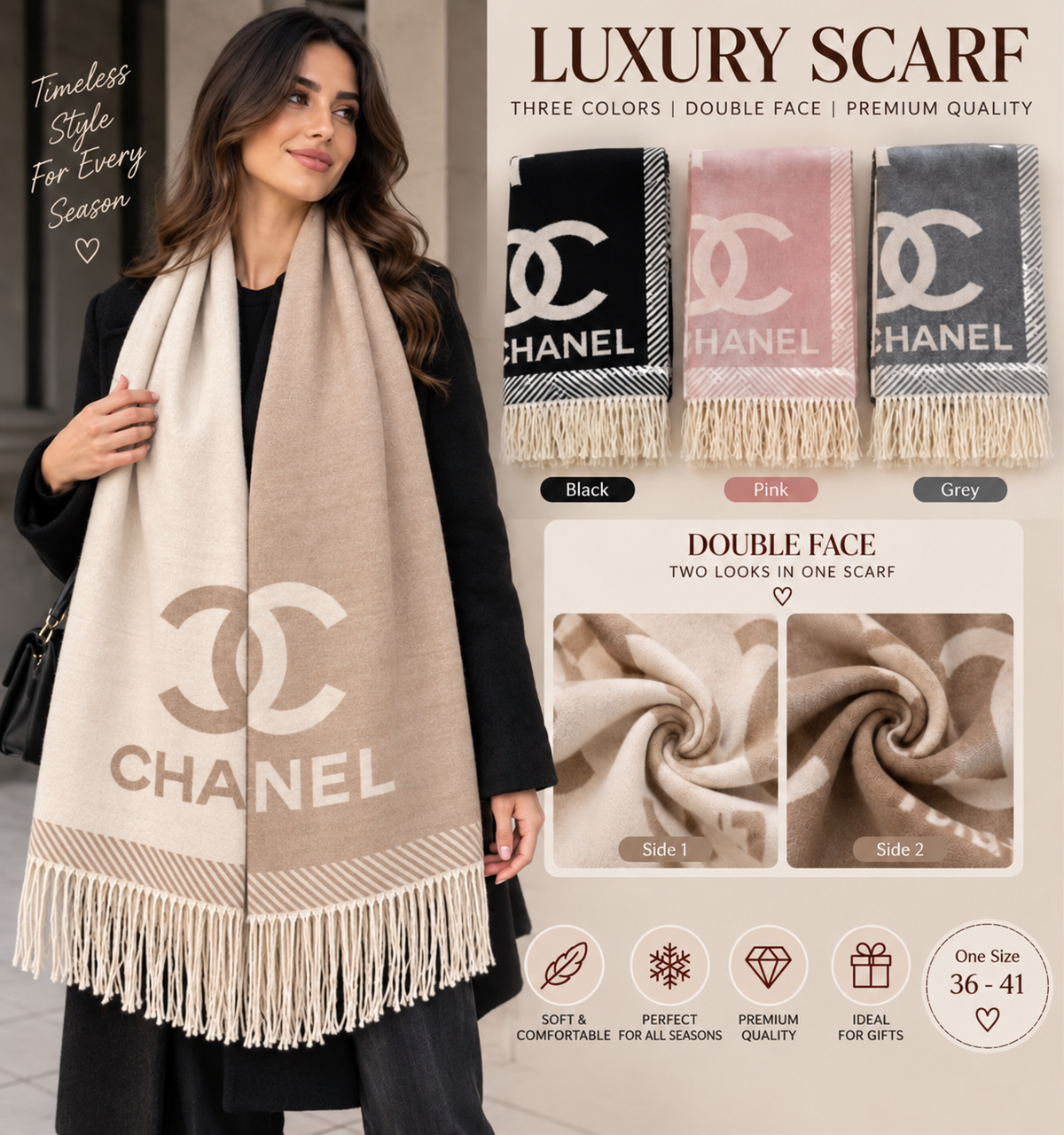 Soft Wool Double-Face Scarf