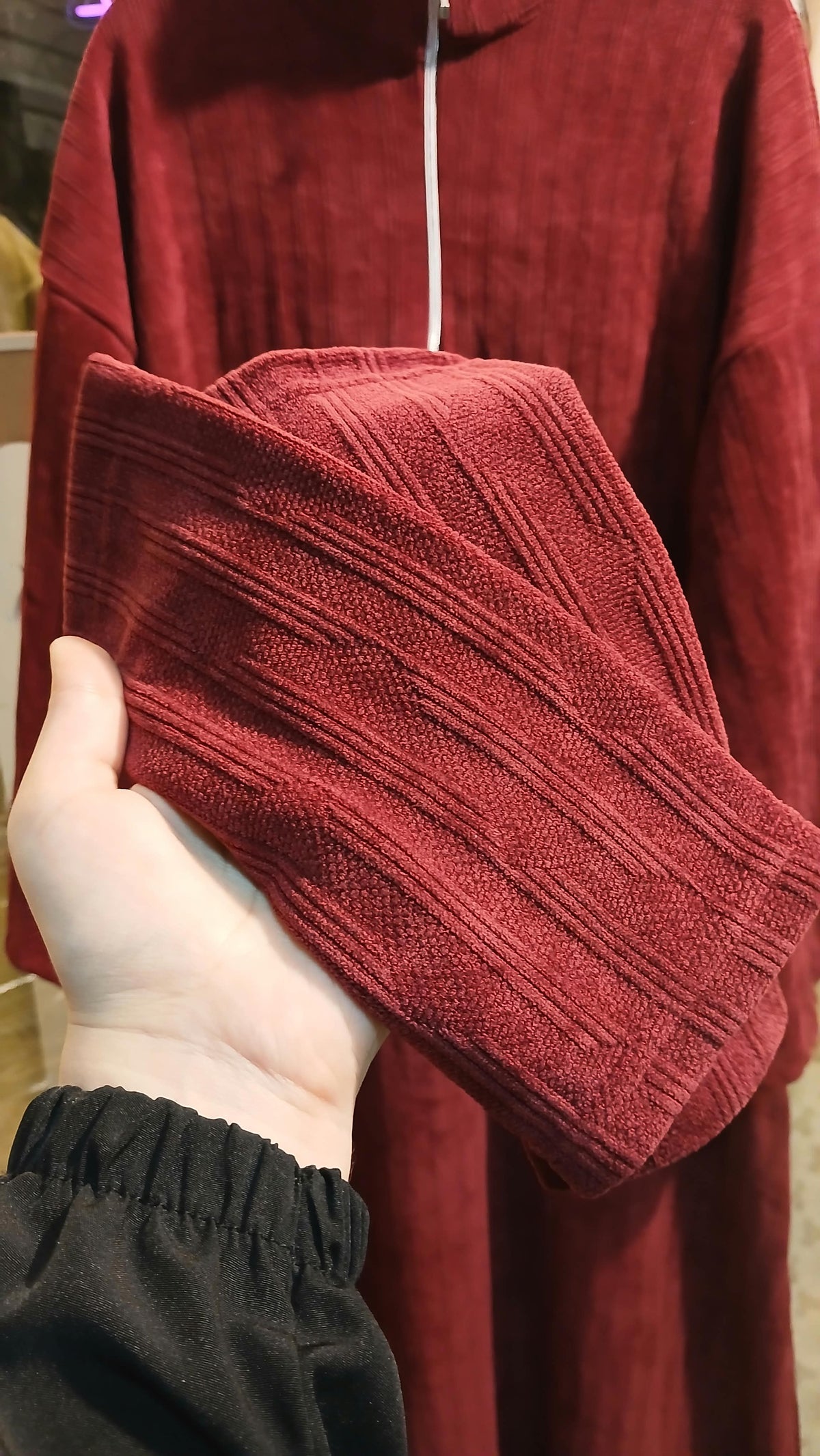 Women's Thick Ribbed Zip-Neck Maxi Dress – Burgundy