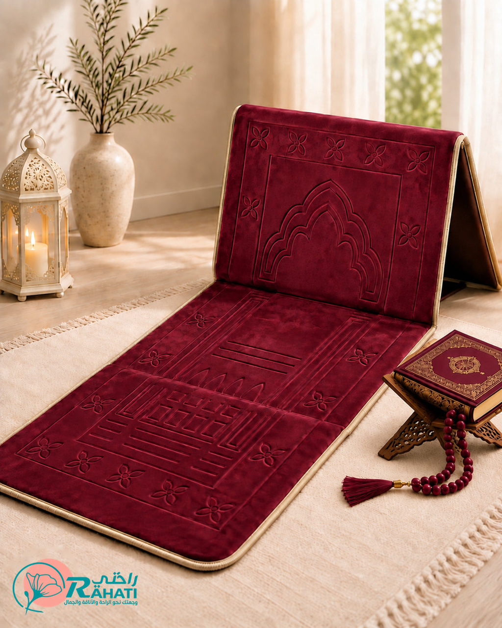 Foldable Prayer Mat with Back Support.