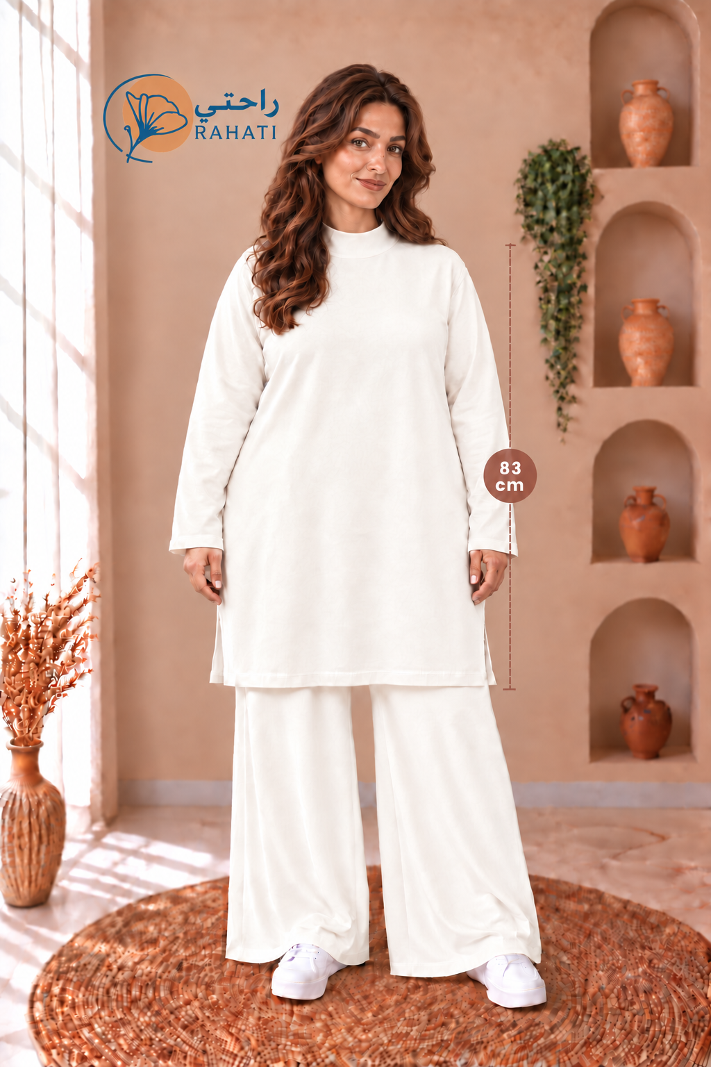 Women’s Plus-Size Long Soft Cotton Body Top – 83 cm.