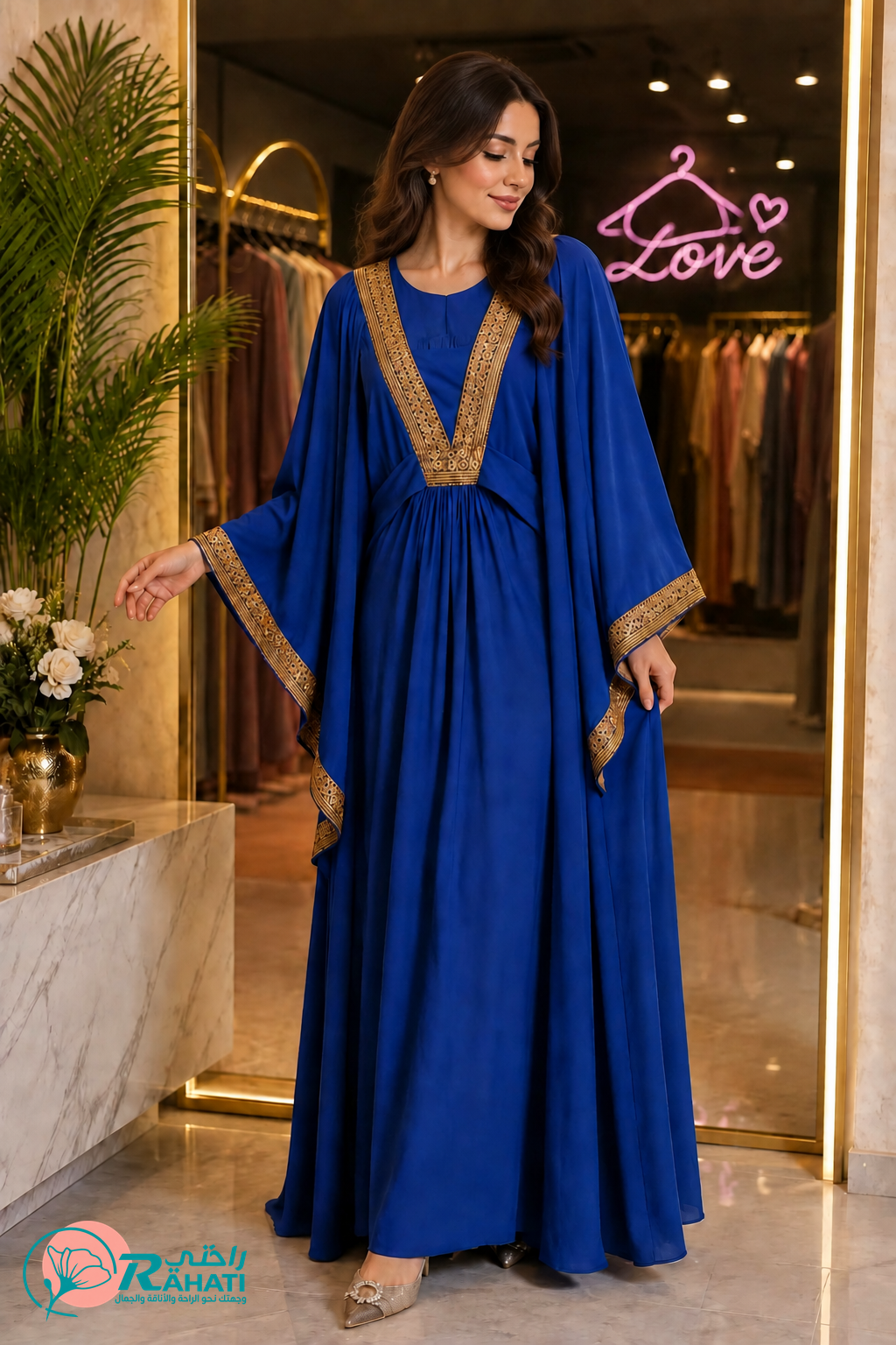 Elegant Wide-Sleeve Abaya.