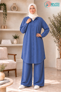 Plus Size Jersey Summer Modest Set (Blue)