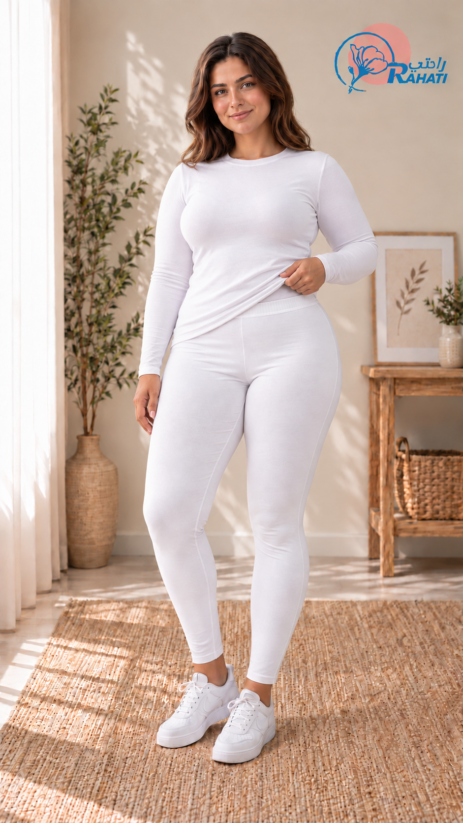 Big size - Everyday Modest cotton Leggings (White)