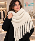 Soft mohair fringed scarf – Off White