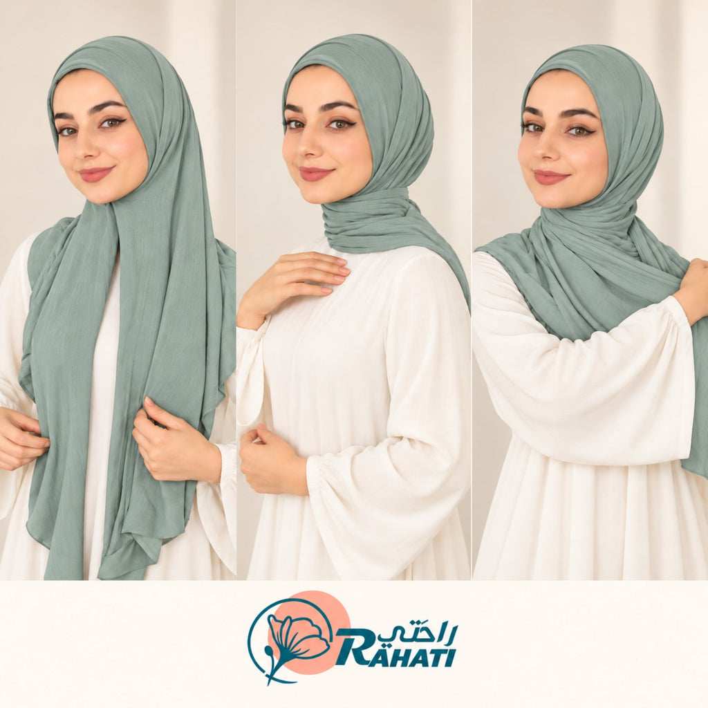 Mint stitched cotton hijab