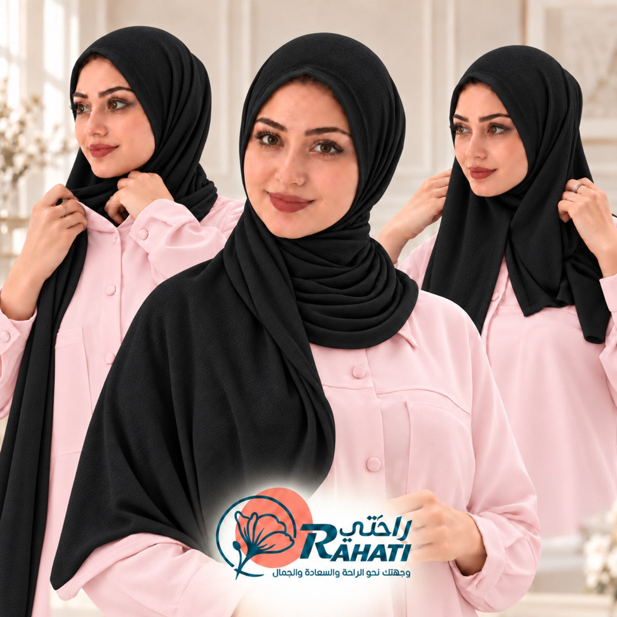 Black stitched cotton shawl